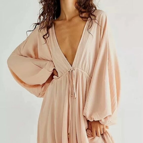 Free People Women's Arzel Long Sleeve Minidress Green Size X-Large